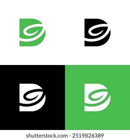 d leaf icon green and black logo