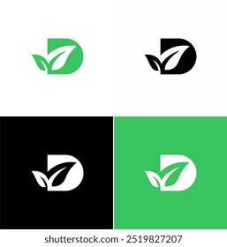 d leaf icon green and black logo