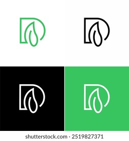 d leaf icon green and black logo