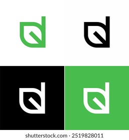 d leaf icon green and black logo