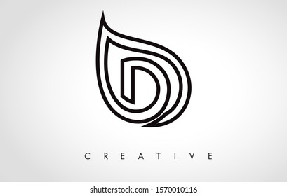 D Leaf Logo Letter Design with Leaf Outline Vector Illustration.
