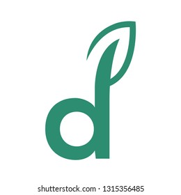 D with leaf logo template