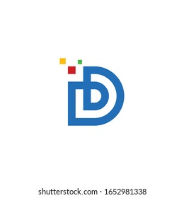 D Letter  Abstract Digital Logo - Digital Logo Vector