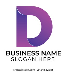 d letter abstract gradient logo design