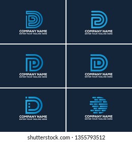 D Letter Abstract Logo Design Set 