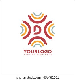 D letter abstract logo design template. Line vector symbol. Premium elegant sign mark icon