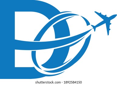 D Letter Air Plane Logo Design Template 