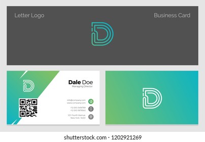 D Letter Alphabet Corporate Minimal line Logo Business Card template