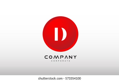 D letter alphabet dot circle red simple flat technology modern creative vector logo icon sign design template 