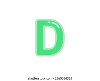 D letter alphabet green candy jelly glossy vector isolated on white background 