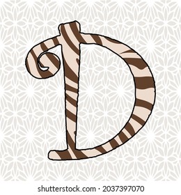 D Letter Alphabet Leopard Illustration Vector Art Design.