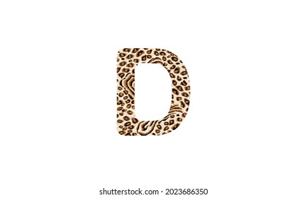 D letter alphabet lropard illustration vector art design 
