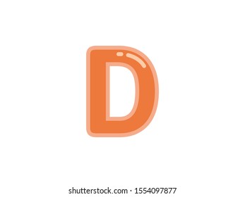 D letter alphabet orange candy jelly glossy vector isolated on white background 