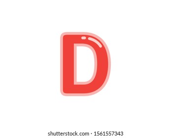 D letter alphabet red candy jelly glossy vector isolated on white background 