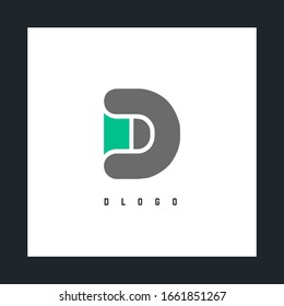 D letter alphabet rounded design abstract logo with business card template