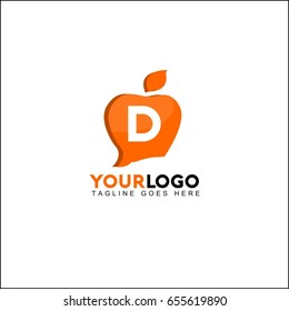 D letter apple logo design. Social talk vector illustration.