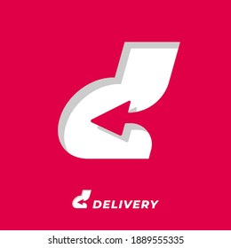D letter with arrow. Delivery logo. D monogram with arrow. Monochrome option. Logo can be used for business, logistic company, delivery, shop.
