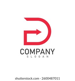 D letter with arrow logo and symbol vector illustration icon