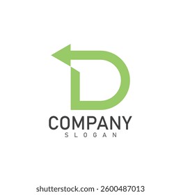 D letter with arrow logo and symbol vector illustration icon