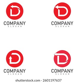 D letter with arrow logo and symbol vector illustration icon