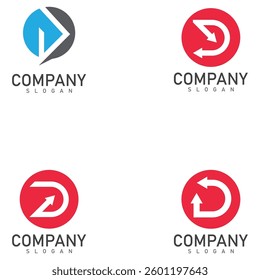D letter with arrow logo and symbol vector illustration icon