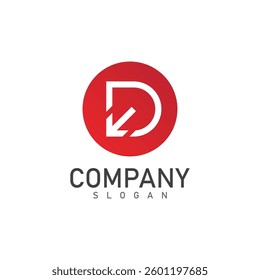 D letter with arrow logo and symbol vector illustration icon