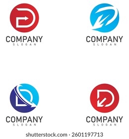 D letter with arrow logo and symbol vector illustration icon
