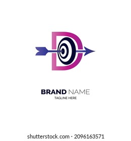 D letter arrow target logo template design for brand or company and other