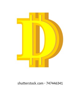 D letter bitcoin font. Cryptocurrency alphabet. Lettering virtual money. Vector illustration