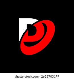 D letter black and white red lips