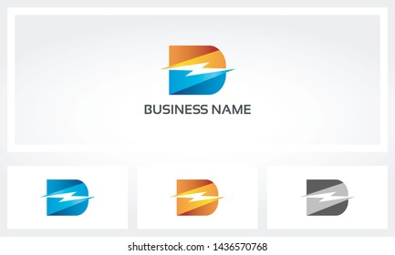 D Letter Bolt Thunder Lightning Logo