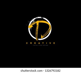 D Letter Brush Grunge Urban Type Style Logo