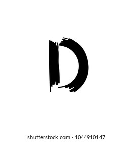 D letter brush style. Vector illustration