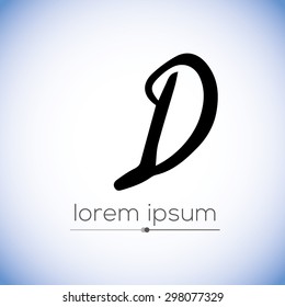 D letter calligraphic hand drawn logo (sign, symbol, icon). Letter Z handwritten by dry brush. Rough strokes font. Vector illustration. Grunge style  alphabet.