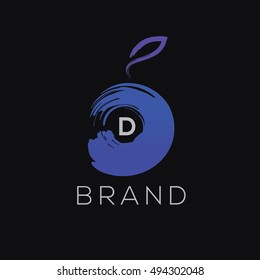 D letter calligraphic vector logo design template