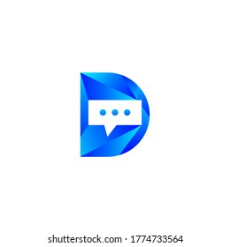 D letter chat logo.Massage app icon logo.Inbox icon logo vector.