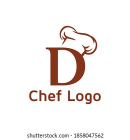 Plantilla de diseño del logotipo del chef de la letra D.