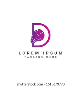 d letter cleaning logo design template
