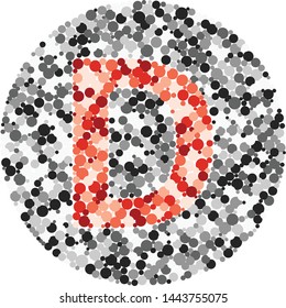 D letter color distributed circles dots illustration