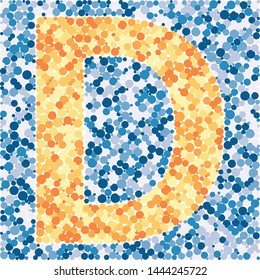 D letter color distributed circles dots illustration