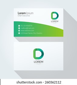 D Letter Colorful Business card with 3d Logo