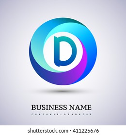 D letter colorful logo in the circle. Vector design template elements for your application or company identity.