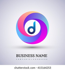 D letter colorful logo in the circle. Vector design template elements for your application or company identity.