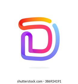 D letter colorful logo. Font style, vector design template elements for your application or corporate identity.