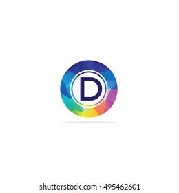 D Letter colorful logo in the hexagonal. Polygonal letter D