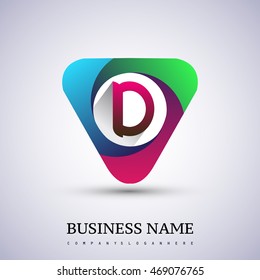 D letter colorful logo in the triangle shape, font icon, Vector design template elements for your application or company identity.