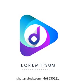 D letter colorful logo in the triangle shape, Vector design template elements for your application or company identity.