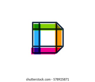 D Letter Colorful Overlay Shape Vector Logo Design Element