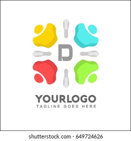 D letter colorful people vector logo template. Creative Brand Identity Design. You can use in the dance, yoga ,sport and other organization concept of pattern.