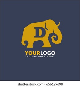 D letter concept in Elephant shape vector logo